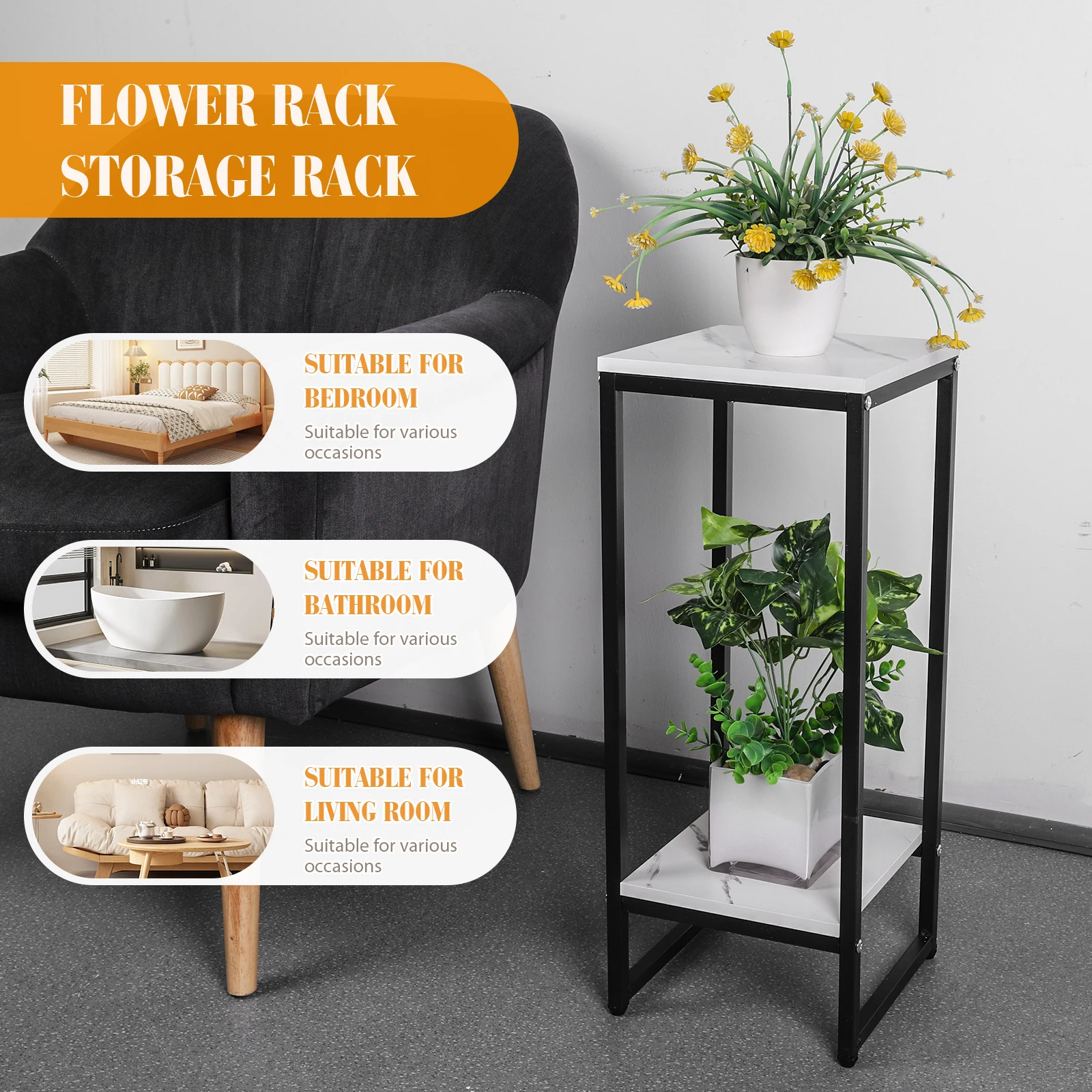 

2-слойная подставка для комнатных растений, металлическая декоративная полка для растений, водонепроницаемая стойка для цветочных горшков, домашний держатель для цветов для нескольких растений