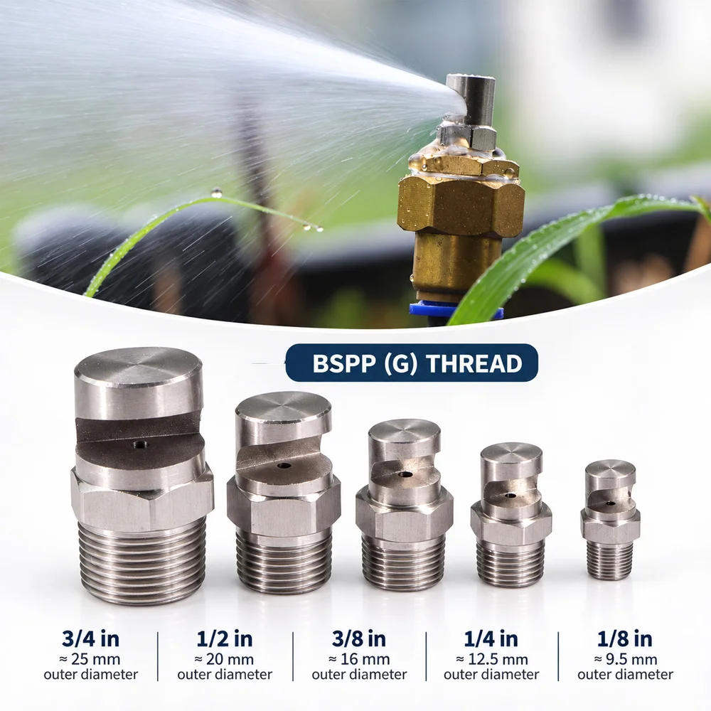 Fan-Shaped Nozzles 304 Stainless Steel Sprayer Atomizer Agricultural Irrigation Watering Dust Removal 1/4