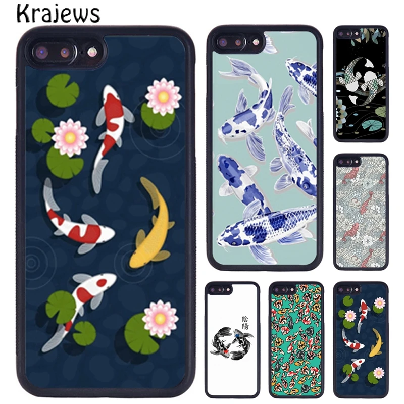 Krajews Koi Carp Japanese Fish Phone Case For iPhone 16 15 14 X XR XS 11 12 mini 13 Pro MAX Plus cover shell coque