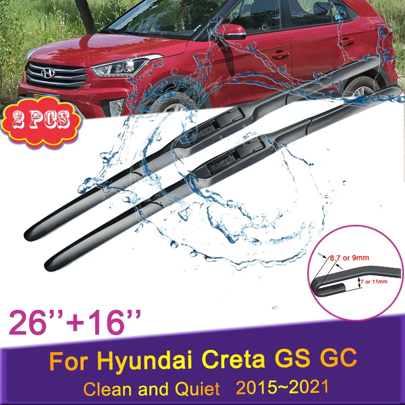 

Автомобильные щетки стеклоочистителя для Hyundai Creta GS GC 2015 ~ 20212020 2019 2018, стеклоочистители переднего лобового стекла, аксессуары для наклеек