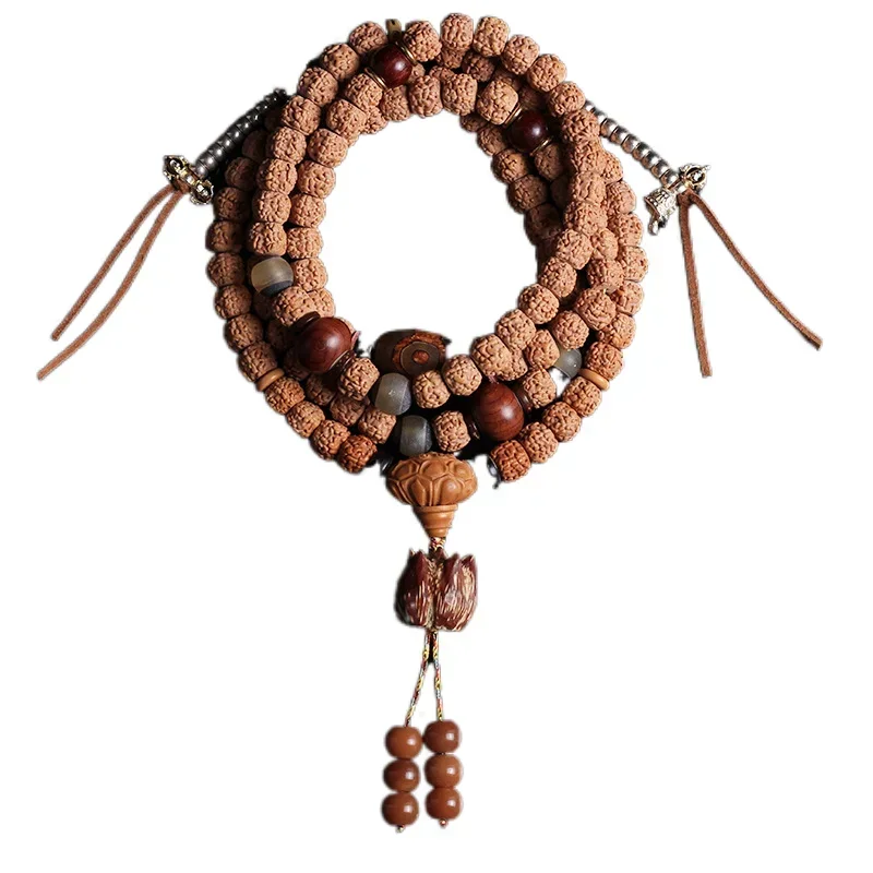 

Nepal Tibetan Little King Kong Pipal Tree Seeds Men And Women Couple Necklace 108 Bracelets Five Faces Beads Bracelet
