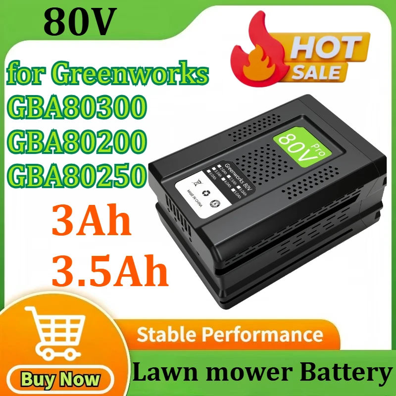 

for Greenworks 80V Replacement Rechargeable Battery 3Ah Lithium Ion Battery for GBA80200 GBA80250 GBA80400 GBA80250 GBA80500