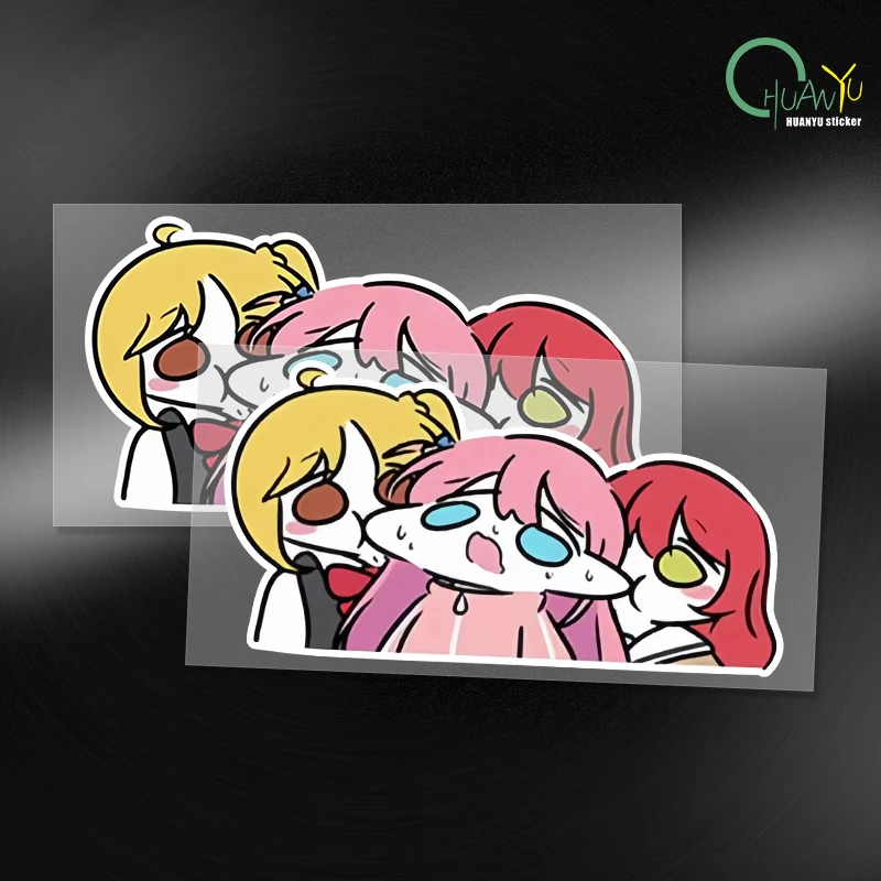 Creative anime Lonely Rock Group Character Cartoon Q Version Eating Whale Expression Reflective Car Sticker Mobile Computer