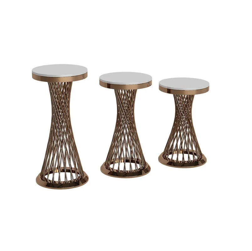 Creative metal flower stand simple cafe sofa indoor flower stand stainless steel glass shelf