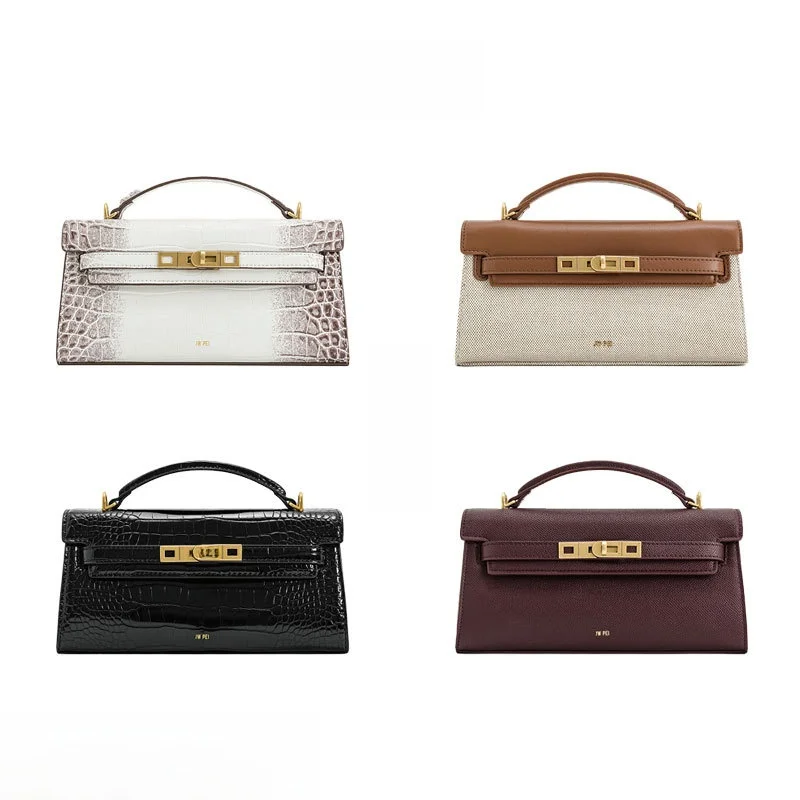 JWPEI-Bolso cuadrado pequeño con hebilla de bloqueo y patrón de cocodrilo, bandolera de un solo hombro, bolso de cuero para ir al trabajo