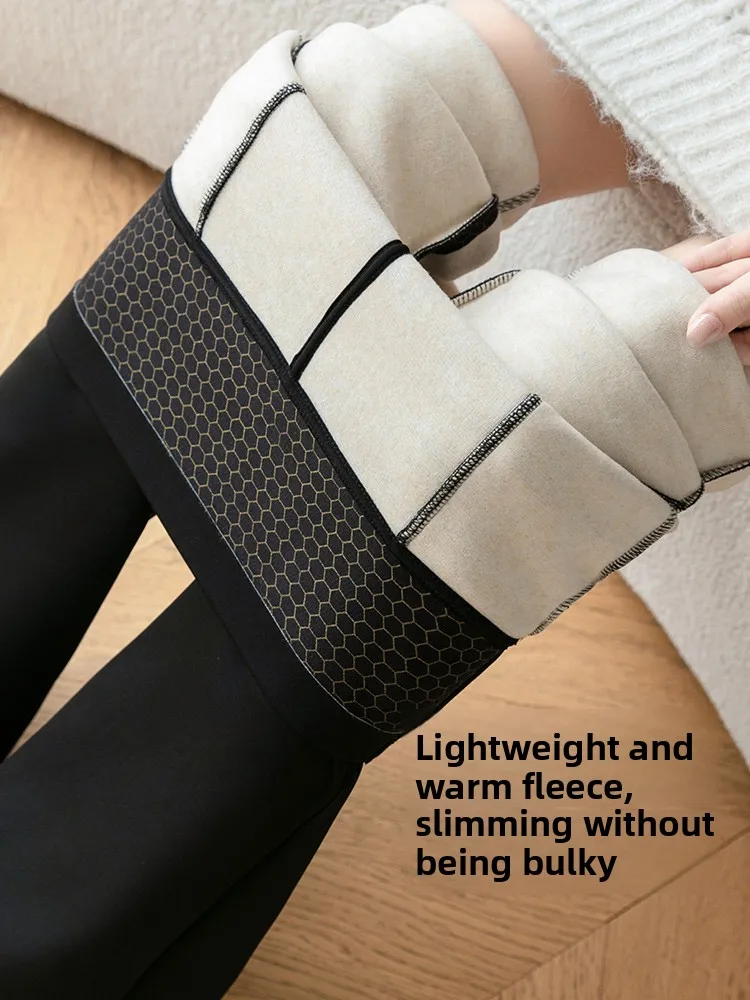 Fce-gevoerde arkskin yogabroek met hoge taille Dames winterbovenkleding Bla Warme casual broek met dubbele zak