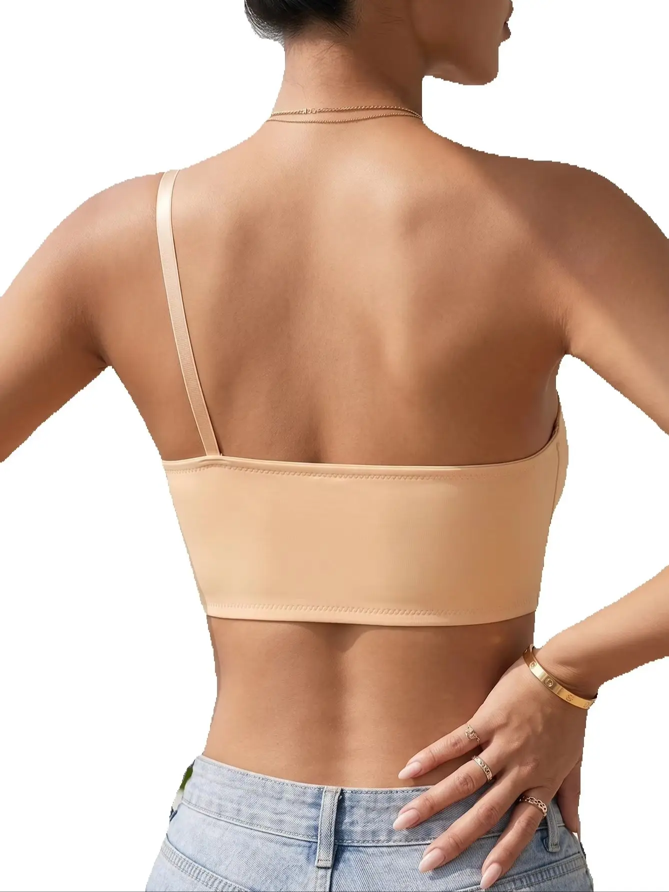Women's One Shoulder Seamless Bra Front Closure Comfort No Lining Wireless Lingerie view 2