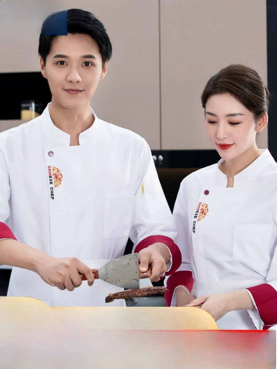 

Комплект униформы шеф-повара с длинными рукавами для сотрудников ресторанов и пекарен, осенне-зимняя грязеотталкивающая рабочая одежда для персонала.