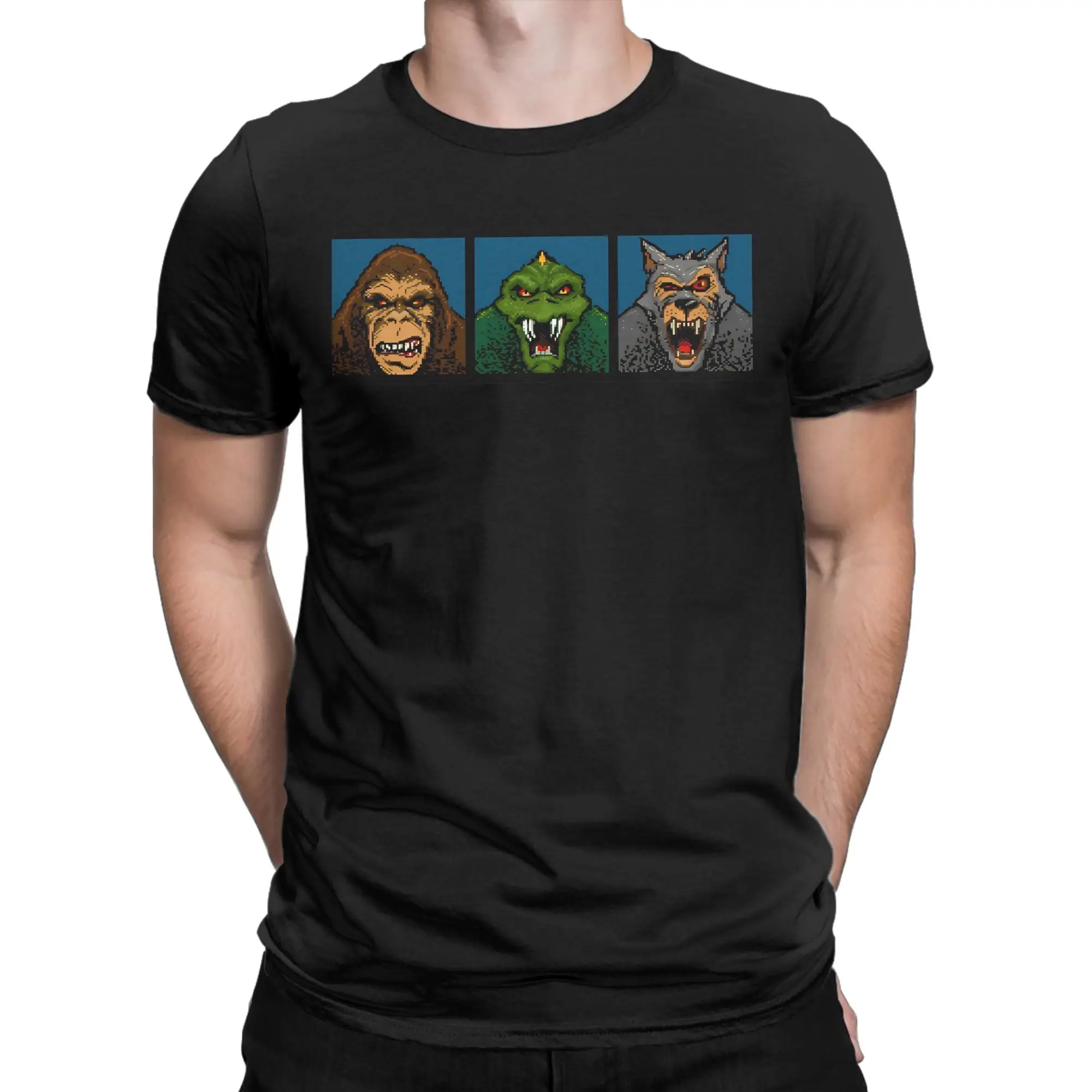 Retro Game Art Style  Classic Rampage Funny Graphic 100% Cotton T-Shirt Tees Tops For Men