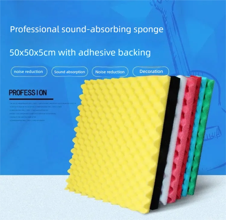 4pcs 50x50x5cm Self Adhesive High Density Acoustic Foam Sheet Wave Shaped Silent Acoustic Sponge Non-Toxic Flame Retardant Foam