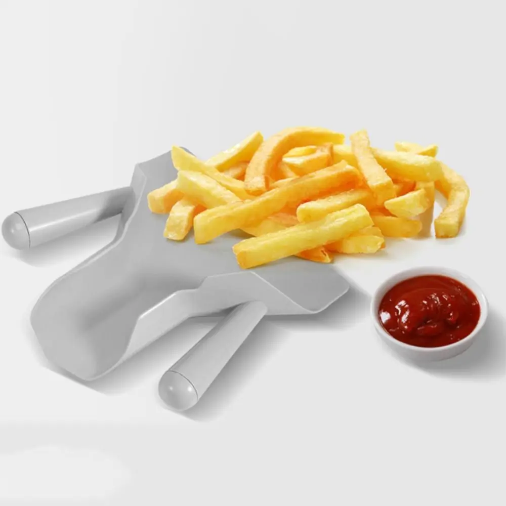 Kitchen Gadget Plastic Chip Scoop Gray Single/double Handle French Fries Shovel Professional Popcorn Bagger Fast Food Restaurant