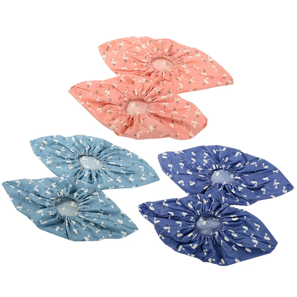 

3Pairs Non-Slip Floor Wiper Shoe Covers Breathable Elastic Band Printing Design Washable Reusable Shoes Protector for Home Use