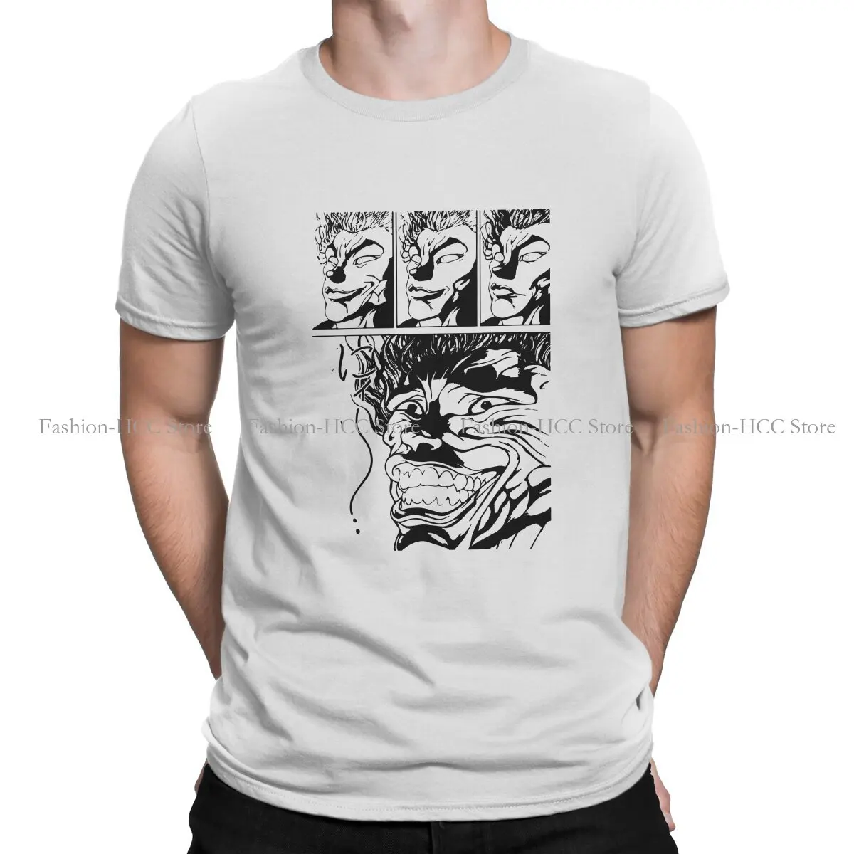 Smile Round Collar TShirt Baki the Grappler Anime Classic Polyester T Shirt Man's Clothes Individuality