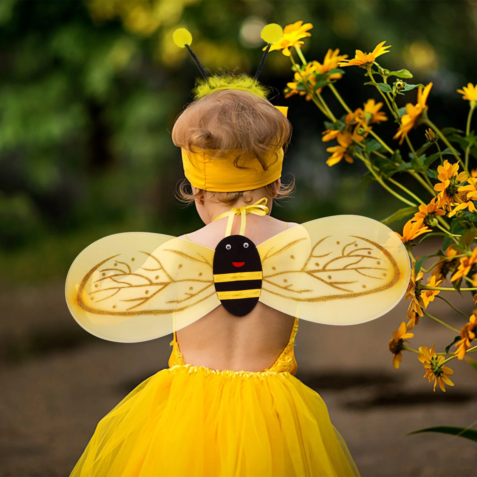 Diadema de alas de abeja para niñas y niños, accesorios de disfraz de abeja para actuación en escenario de carnaval, fiesta de Cosplay