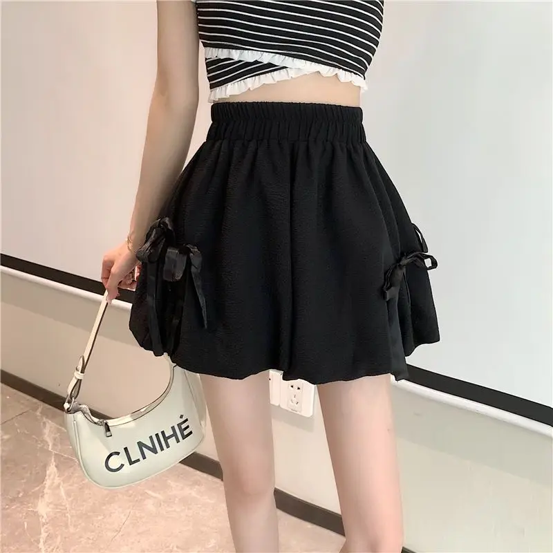 Black White Puffy Lantern Shorts Women Summer High Waist Shorts Y2k Streetwear Casual A-line Student Youth Ladies Fashion New