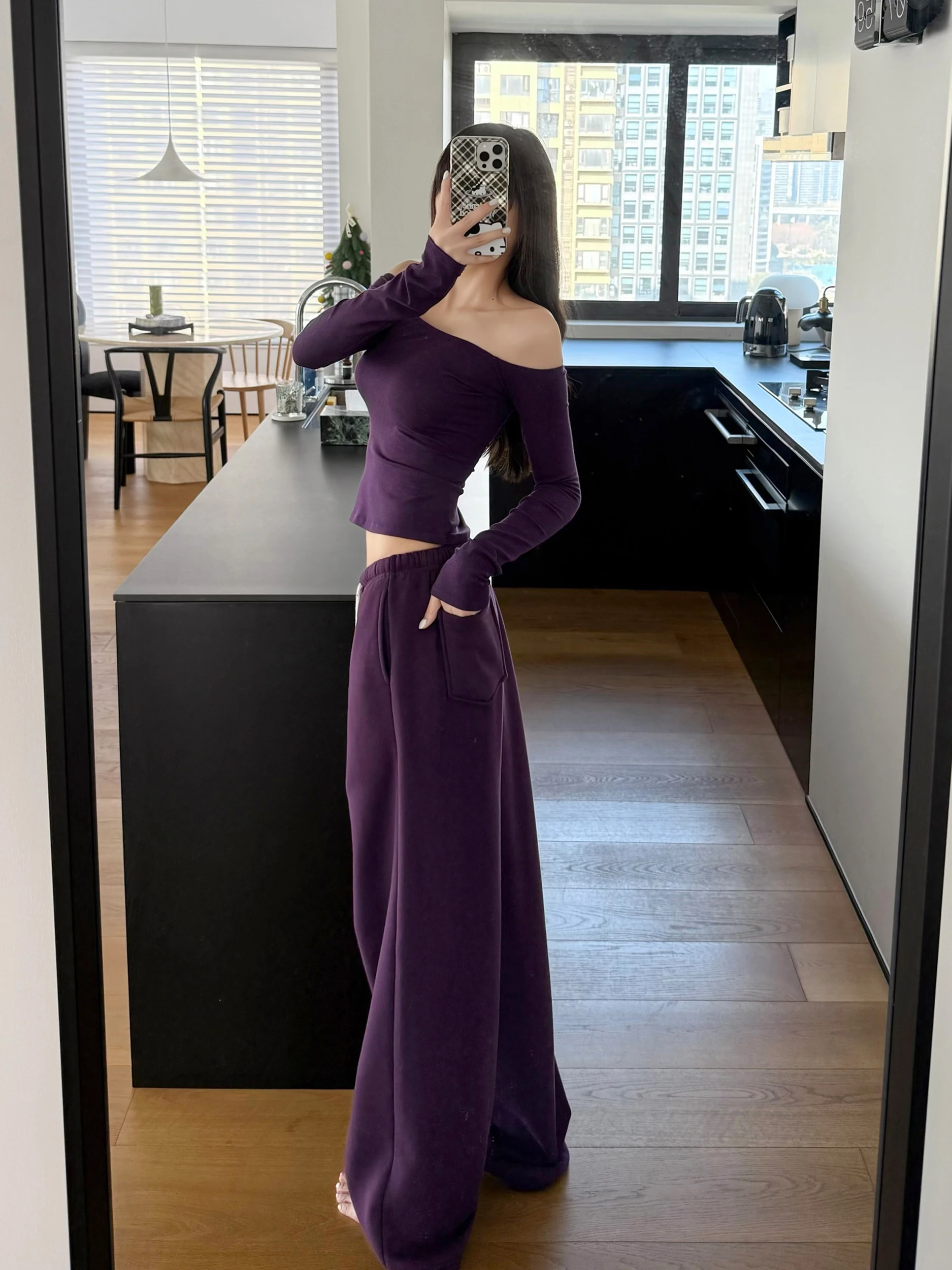 

Свободные брюки с широкими штанинами на флисовой подкладке, женские повседневные брюки с высокой талией и шнурком, удобные эластичные зимние спортивные брюки