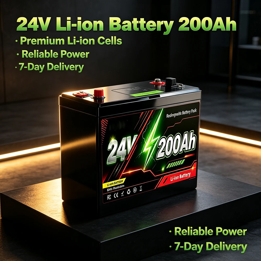 24V LiFePO4 200Ah Lithium Battery, Built-in 200A BMS, Rechargeable Battery, for RV/Camper, Solar, Marine, Overland/Van, Off-Gr
