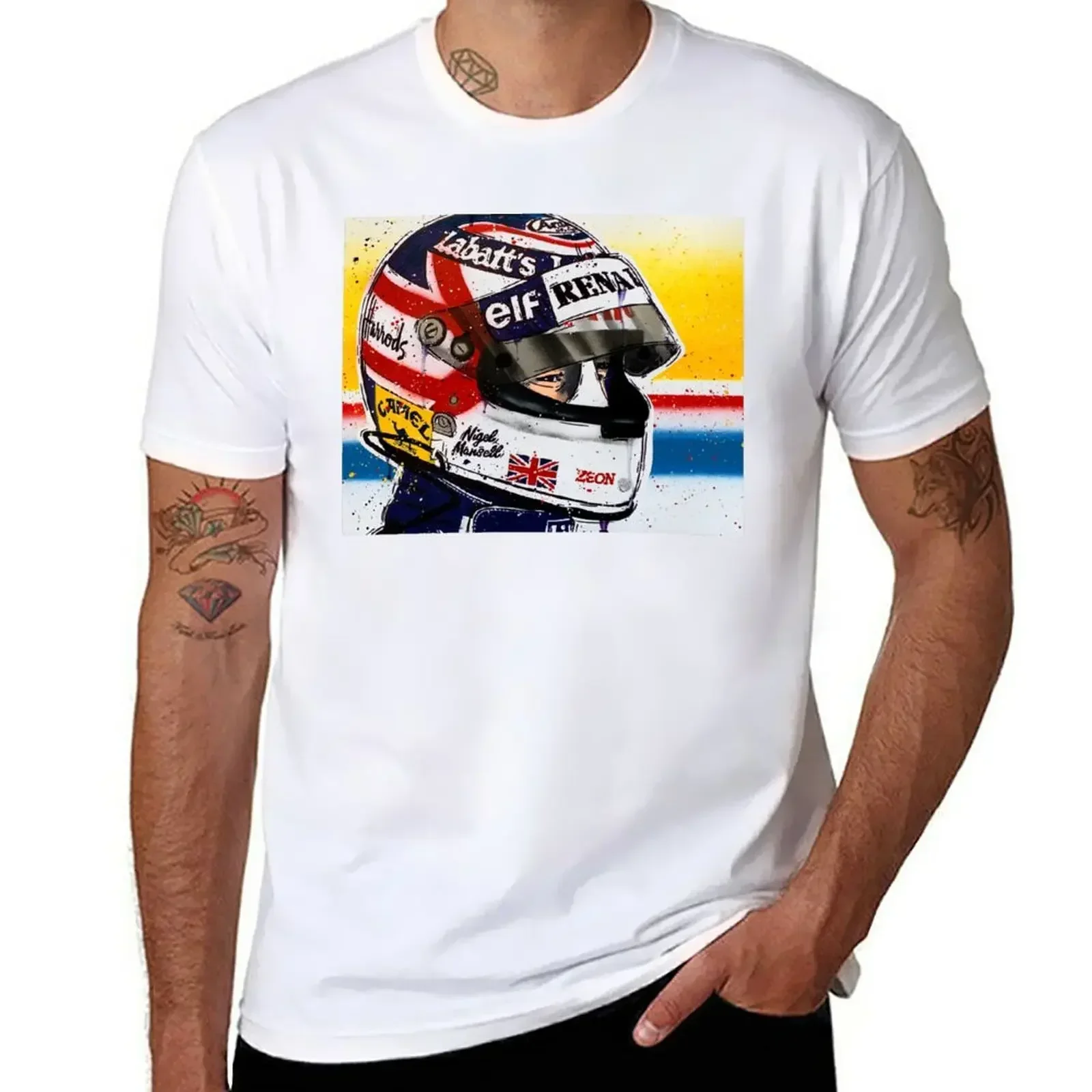 Aesthetic clothes blanks t shirts for men clothing oversized Nigel Mansell - Williams graffiti painting by DRAutoArt T-Shirt