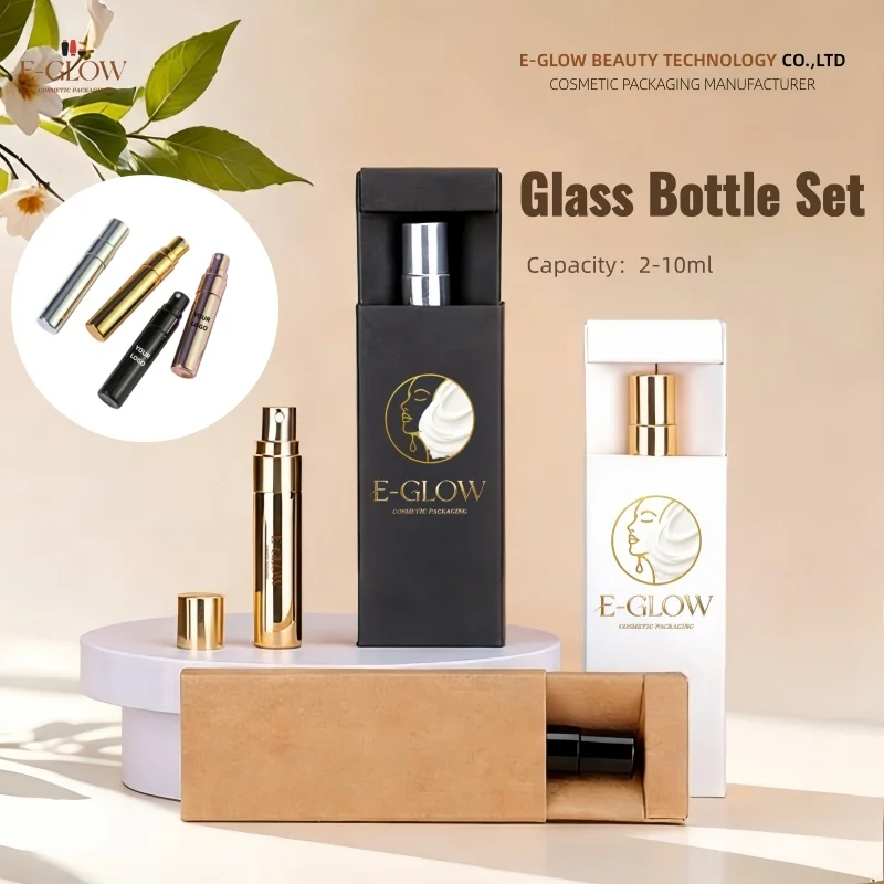 【Logo Custom】100Pcs Customized 5ml Electroplated Gold/silver/black/rose Gold Perfume Glass Bottle Beauty Packaging Container