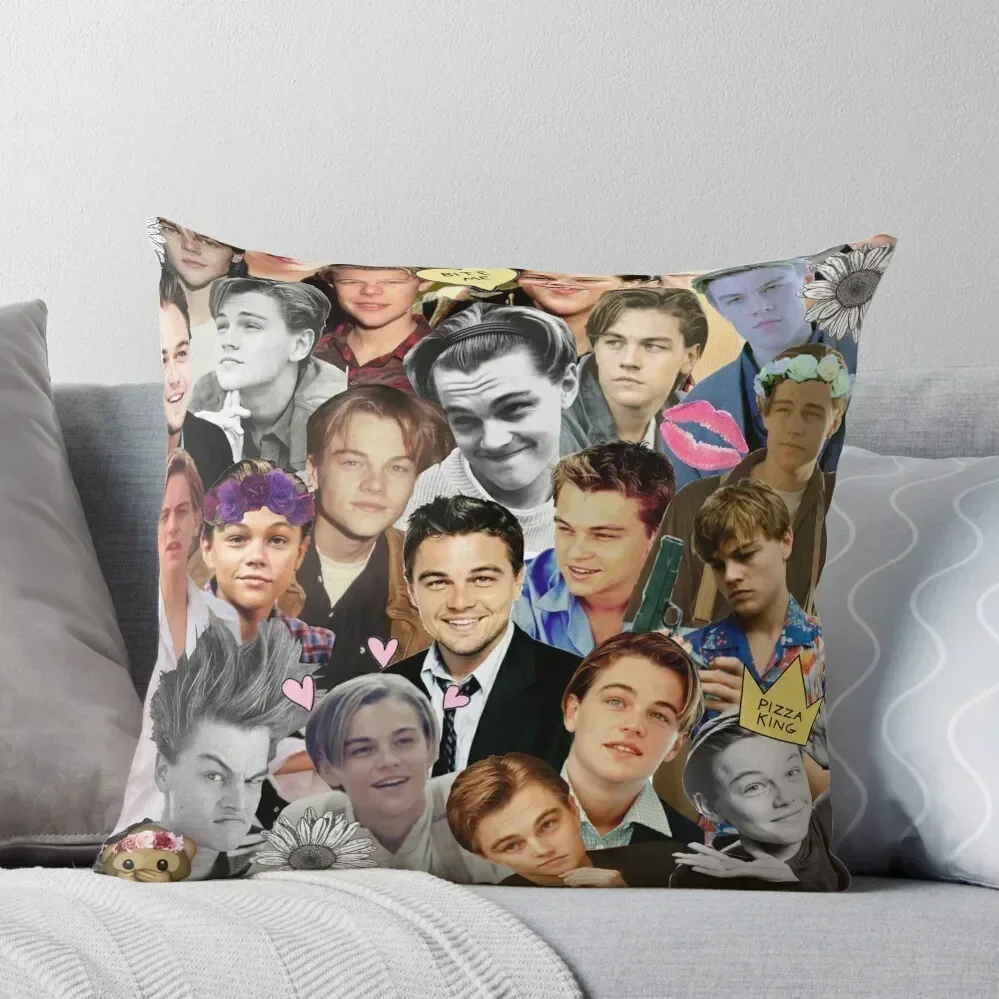 Leonardo DiCaprio Collage Throw Pillow Couch Pillows Cushions Cover Plaid Sofa pillow