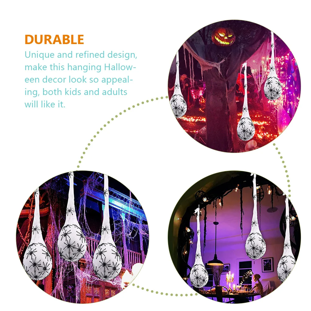 

3pcs Halloween Spider Egg Sack Decor With Light Hanging Party Decoration Festival Atmosphere Enhancer For Adults