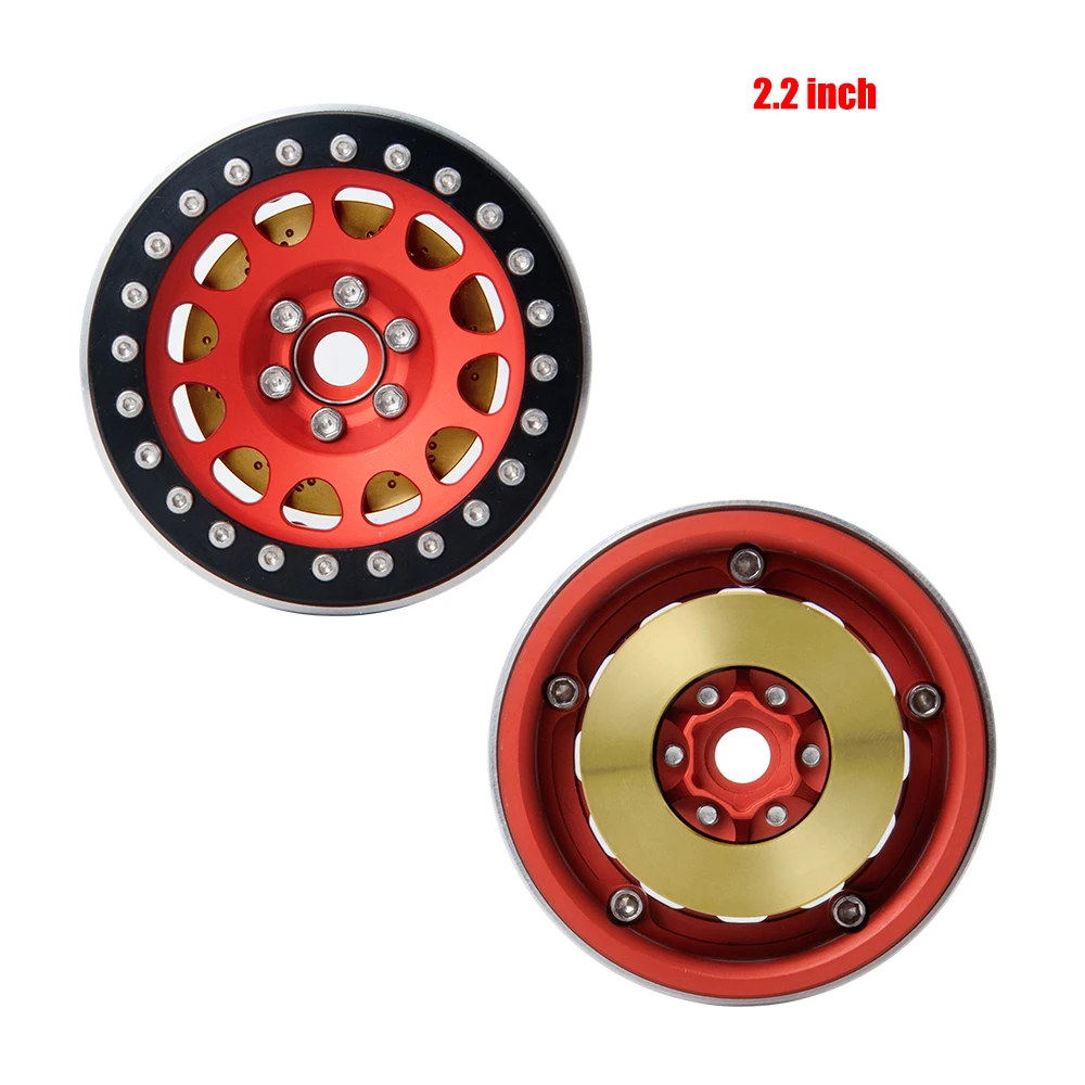 YEAHRUN 2Pcs 1.9/2.2 inch Wheel Rims Brass Internal Counterweight Balance Weights for Axial SCX10 TRX-4 1/10 RC Car Model Parts