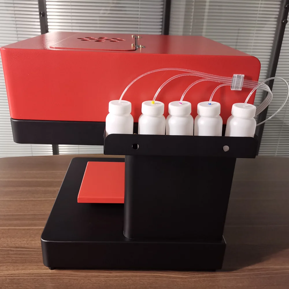 Continuous CISS Edible Ink 3D Printer Machine Printing Coffer Cake Cookie on 4 Cups of Coffee Cookie Cake Macaroon