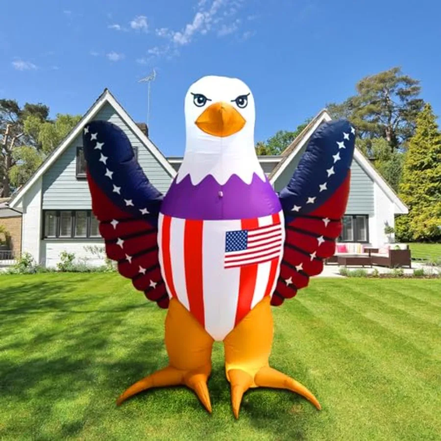 

USA 250th Anniversary Patriotic Inflatable 6FT Bald Eagle with Flying Wings for 4th of July, PVC Red White Blue Outdoor Decorat