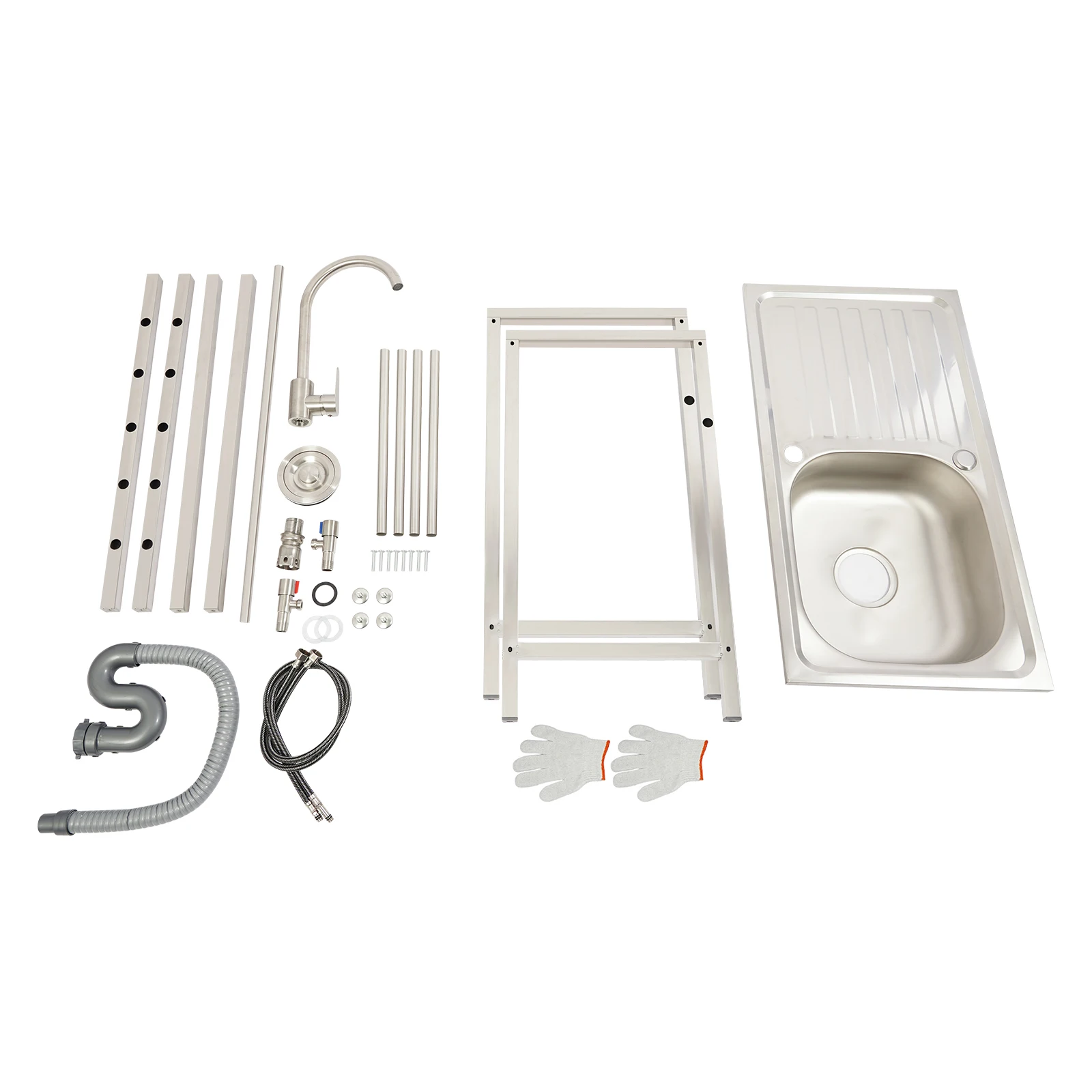 Stainless Steel Kitchen Sink Freestanding Sink Single Bowl Undermount Sink for Kitchenette Home Improvement