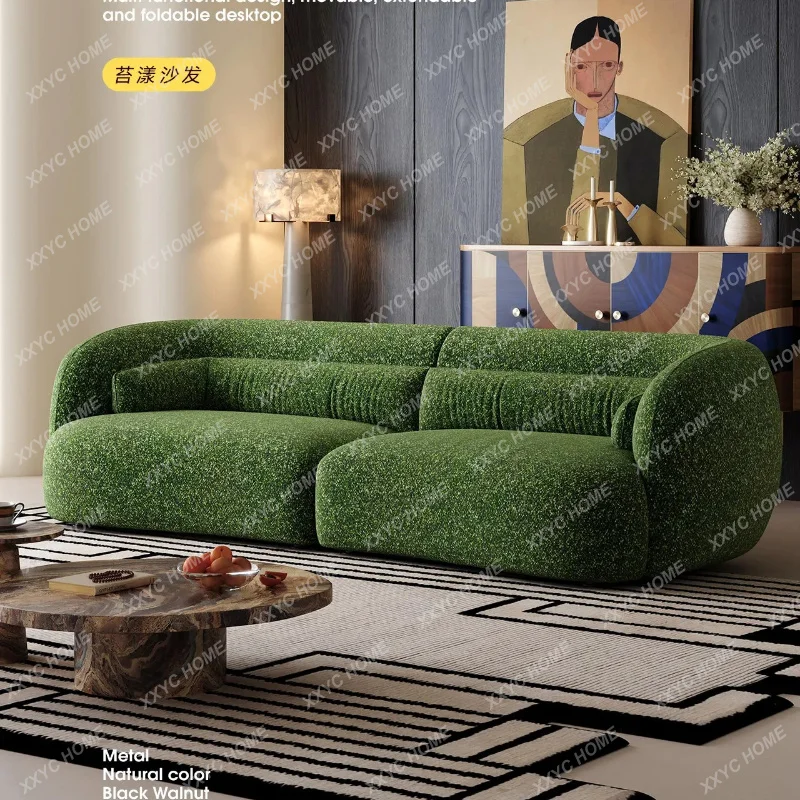 XX Retro avocado dark green sofa living room small apartment curved medieval removable and washable fabric sofa