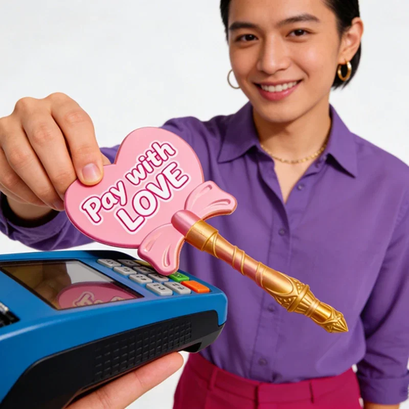 Creative 3D Printed Wand Tap To Pay Portable Cute Heart Magic Wand Holder Lightweight Credit Card Holder Gift for Girls