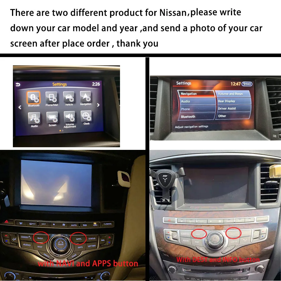 Car Multimedia Retrofit Integrated Wireless Android Auto Apple CarPlay Upgrade Device for Nissan Armada Y62 Patrol Pathfinder