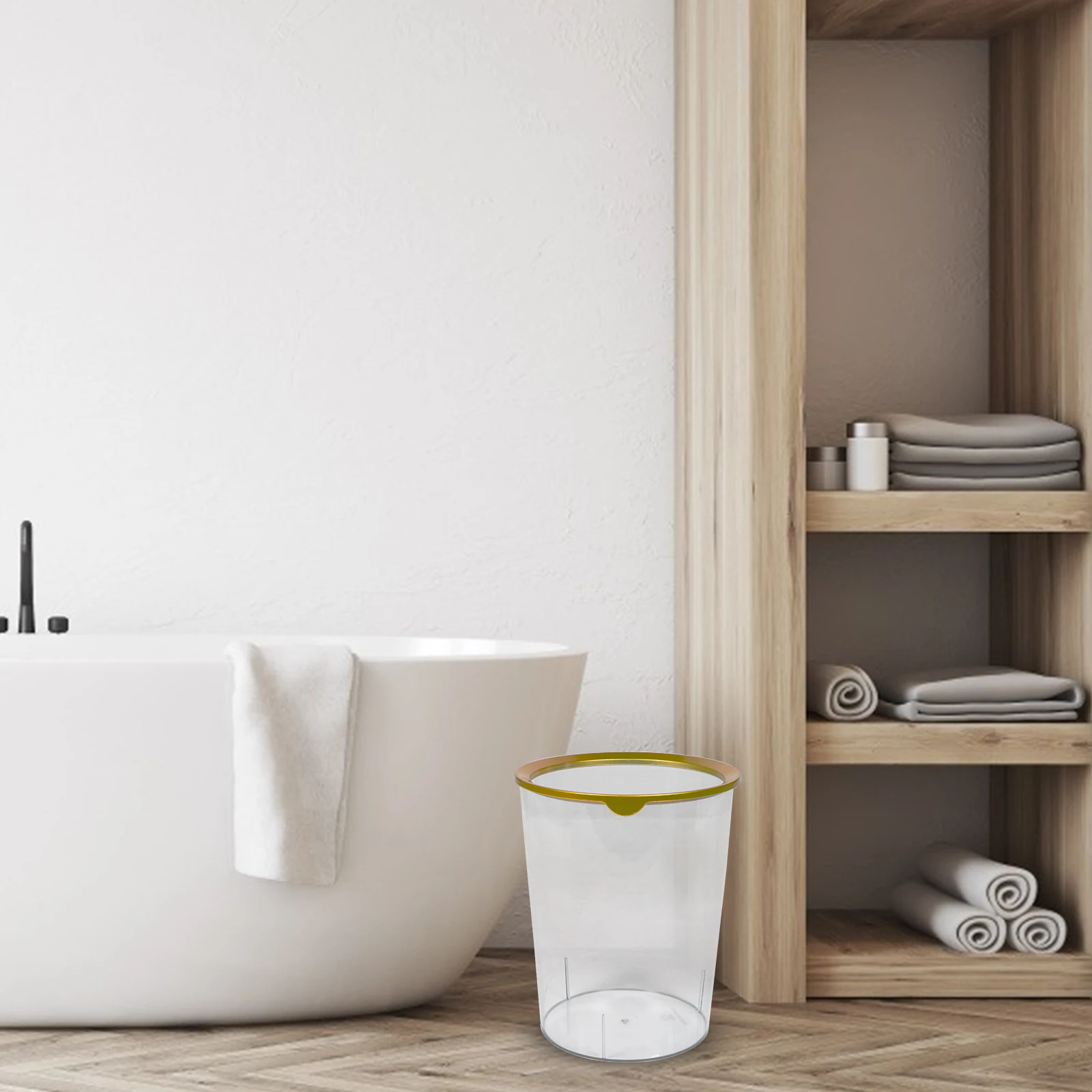 

Transparent Round Trash Can Simple Style Large Capacity Household Desktop Waste Container Stylish Storage Bin for Office Kitchen