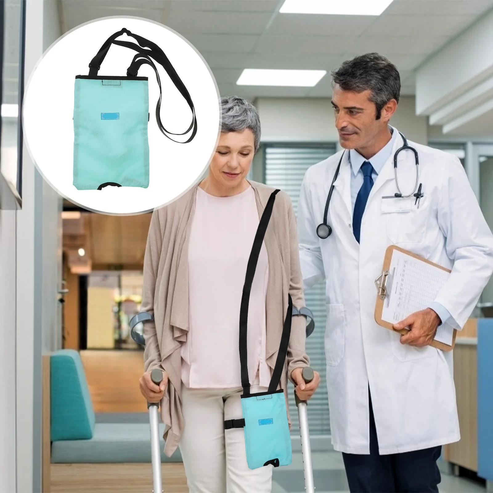 

Nursing Drainage Bag Portable Durable Cotton Material Practical Storage Urine Container Elder Bag 2000ml Random Color