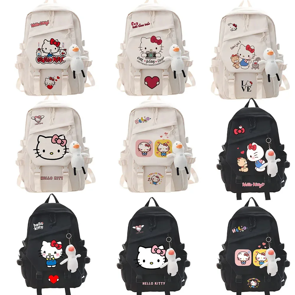 Large Capacity Bags Cute Hello Kitty Backpack Kawaii Sanrio Student Schoolbag Girl Boy Cartoon Cute Handbag Pendant Gifts