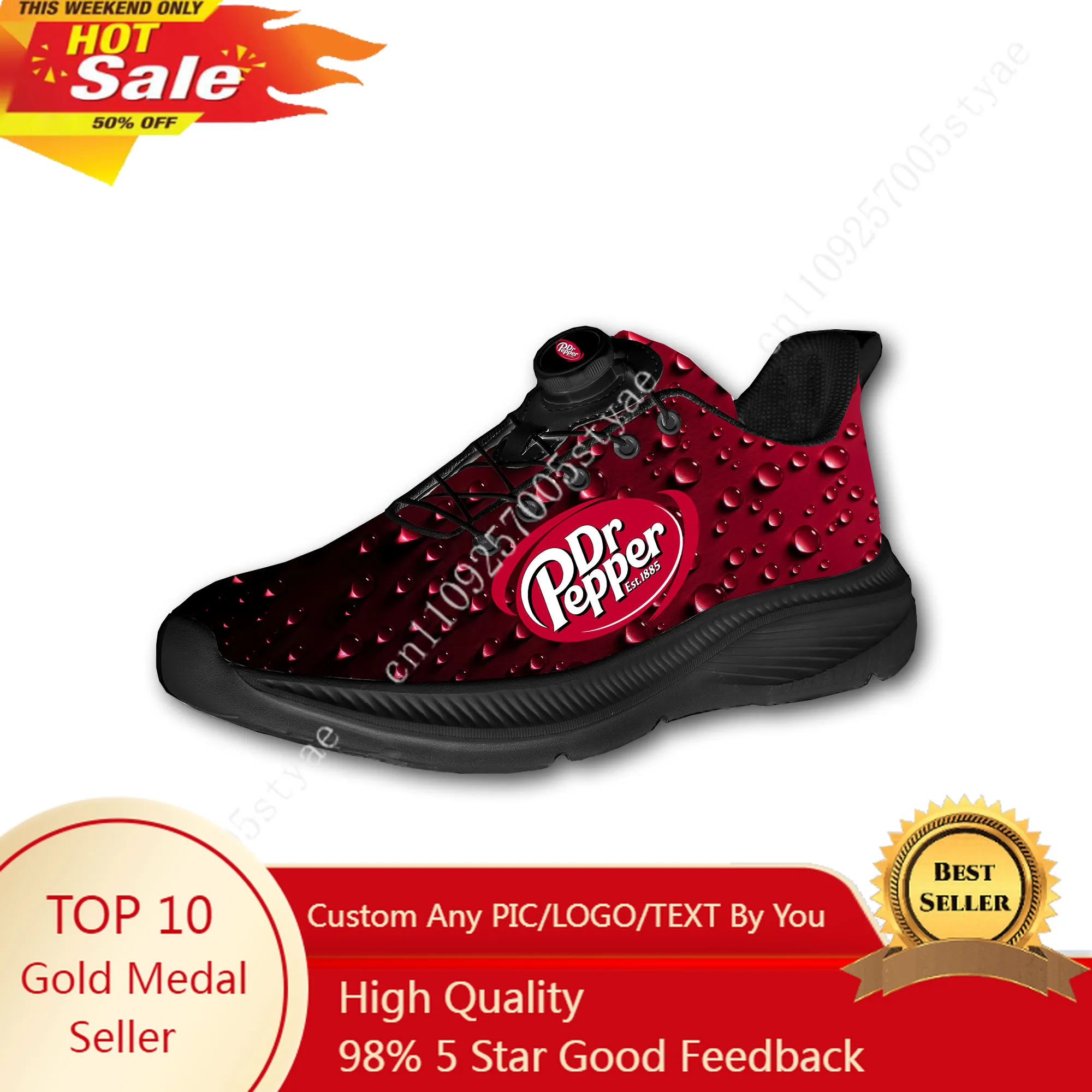 

D-DRMens Womens P-Pepper Running Off-road Shoes Laceless Rotating Button Sports Shoe Hiking Leisure Custom Sneaker