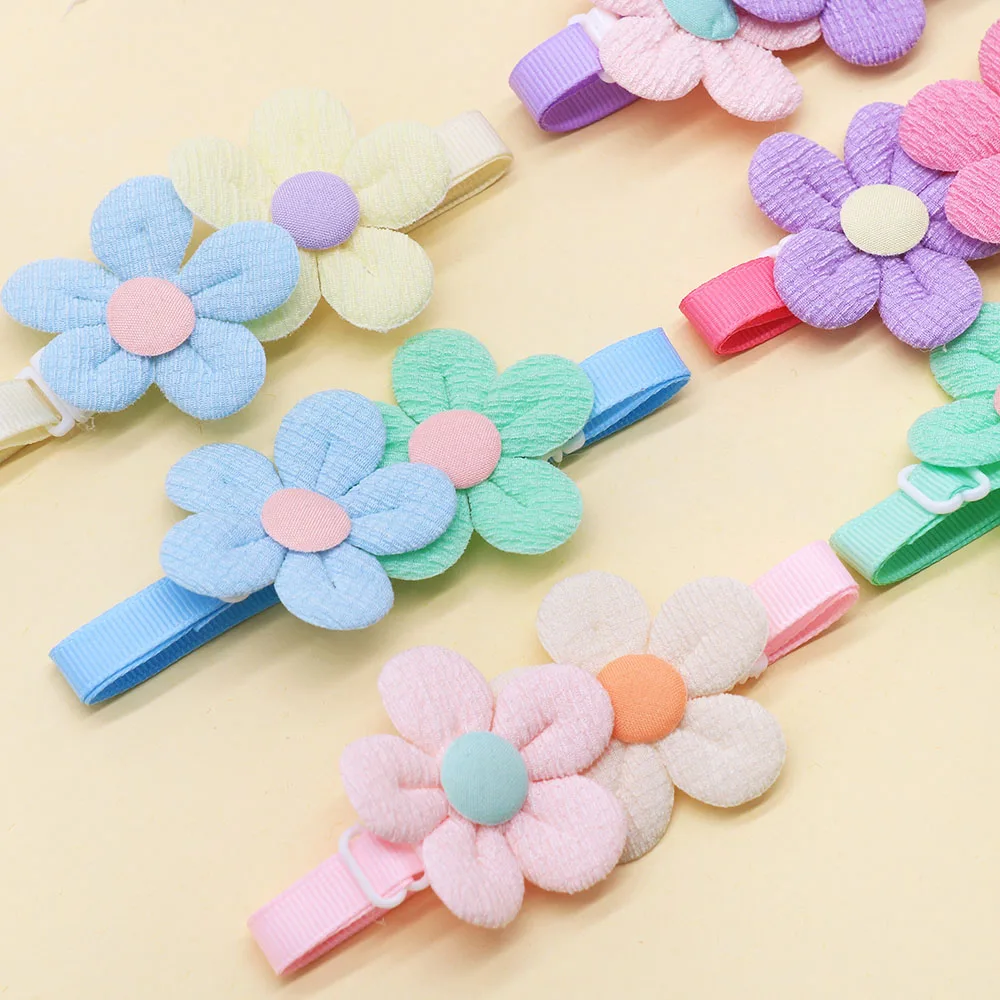 10PCS Colorful Flower Dog Bowties Handmade Puppy Necklaces Adjustable Pet Dog Bow Ties Collars Fashion Pet Products For Dogs view 6