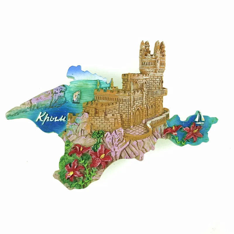 New Hand-painted Alupka Palace, Swallow Castle, Crimea 3D Fridge Magnet Travel Souvenir Refrigerator Magnetic Stickers Gift