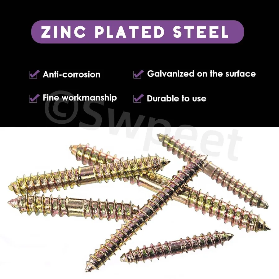 80 Pz 6 Formati M6 M8 Colore Zi Viti a doppia estremità Assortimento Kit Viti a doppia estremità Vite per tassello in legno Autofilettante Filettato Bol