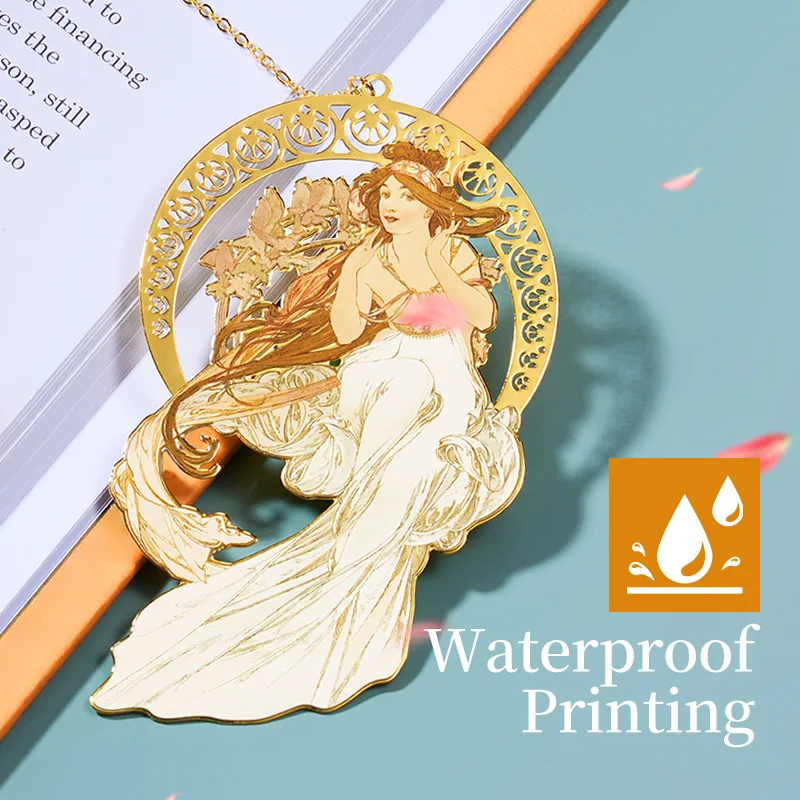 1 إشارات مرجعية توضيحية للفنون من Mucha - موسيقى، ريترو أدبي، براعة رائعة، إشارات مرجعية نحاسية، هدايا العيد #5