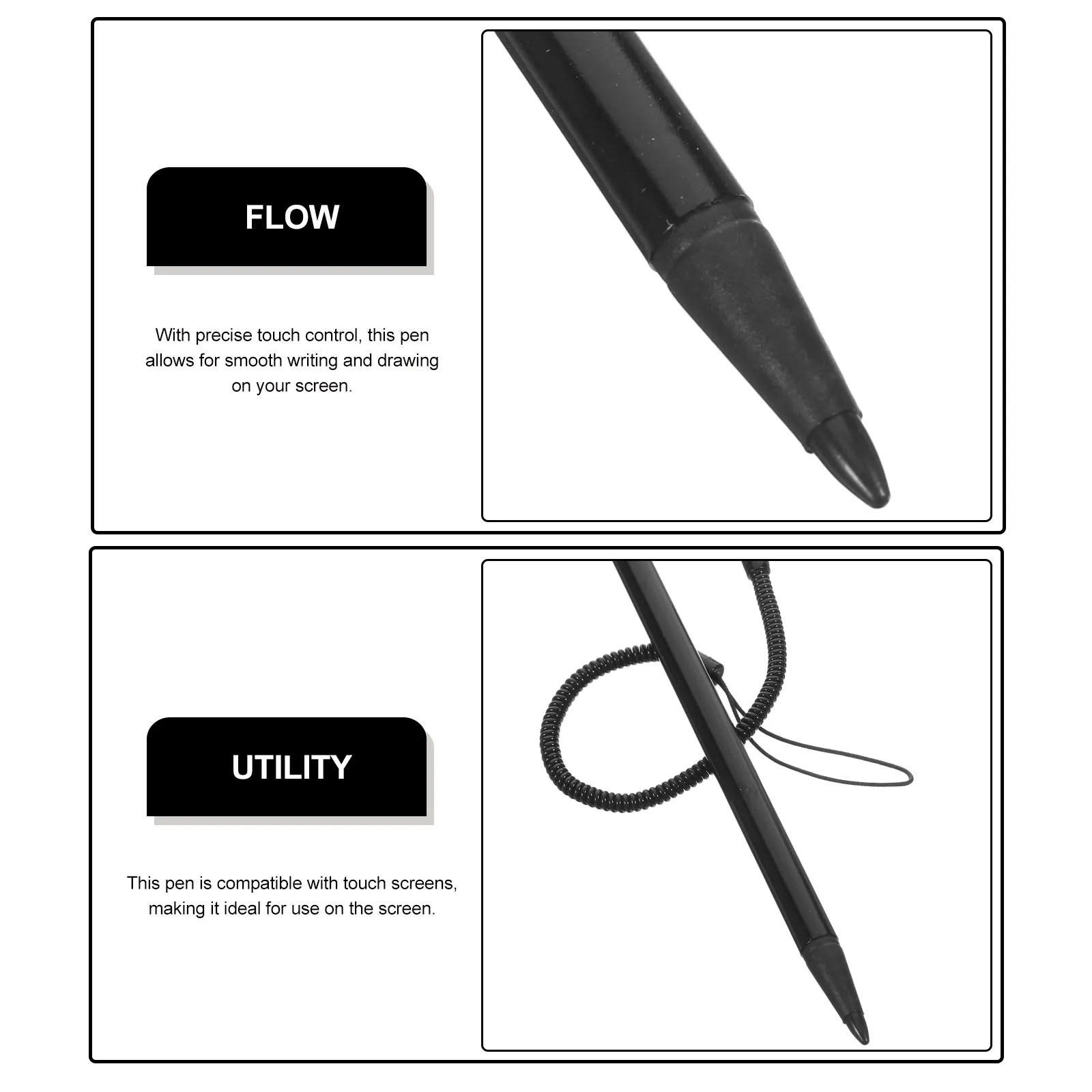 3pcs Stylus Screen Stylus Pen Portable Capacitive Pen Display Touch Pen Anti-lost Spring Rope Hanging Stylus Pen