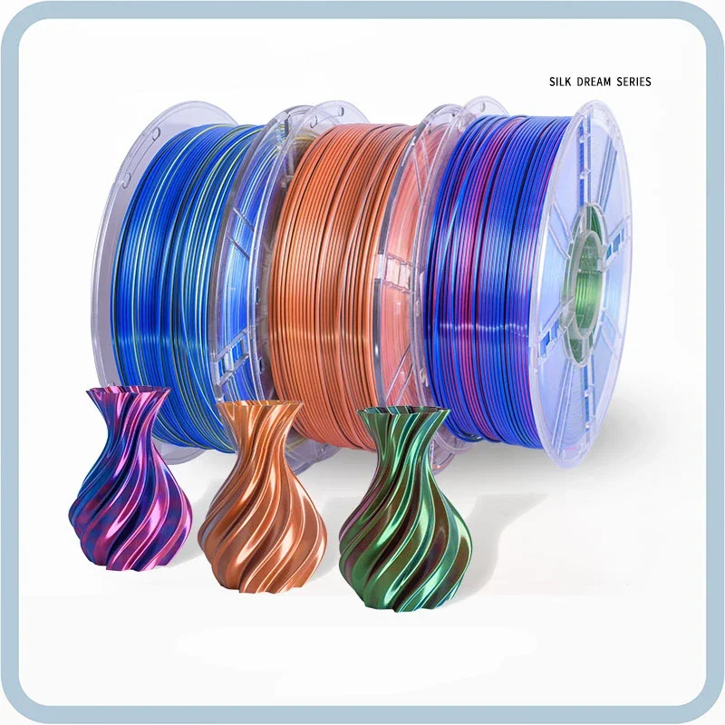 Silk Rainbow Series PLA filament 3D Printer Filament 1 Rolls/1KG 1.75MM Odorless Eco-Friendly Good Tougness Mix Color