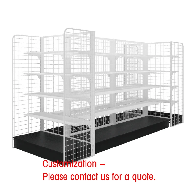 custom.Four-sided Suction Promotional Display Cold-rolled Steel Metallic Combination Double-sided Supermarket Racks Ligh