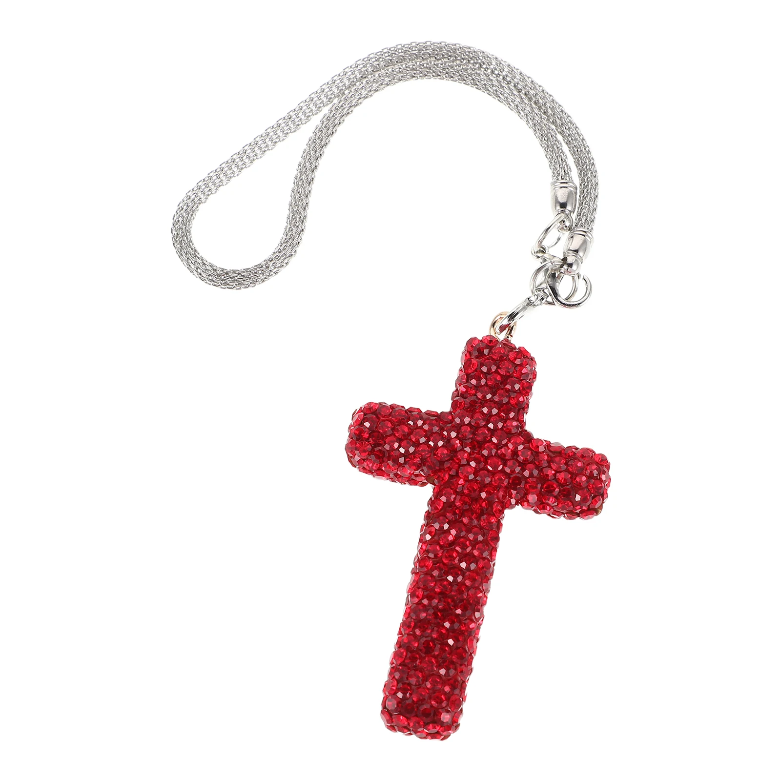 

Shiny Crystal Accessory Bling Rearview Mirror Charm Durable Rhinestone Religious Pendant Universal Car Hanging