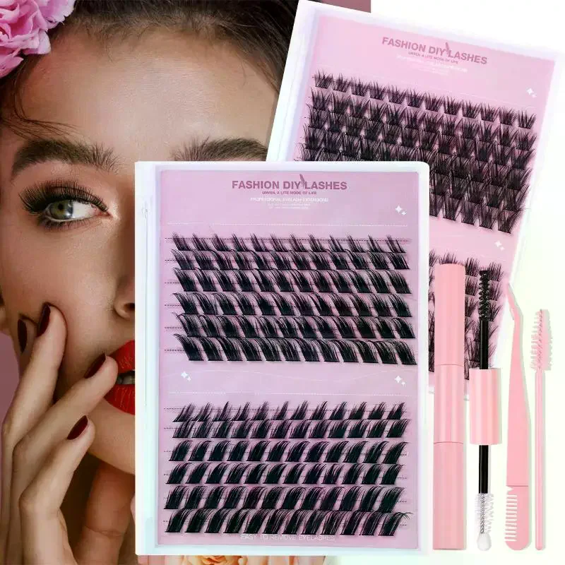 1 Set 8-16mm Mix Long Cluster Lashes DIY False D Curl Winged Cat Fox Eye Extensions Makeup