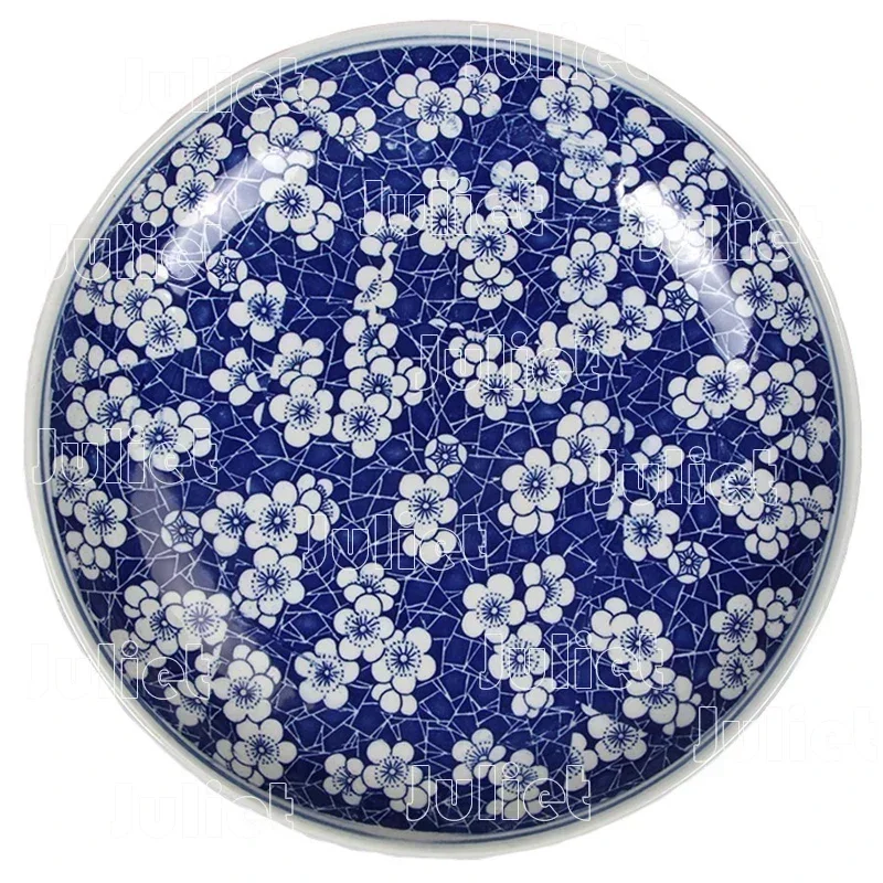 Large Dinner Plate Household Use Ceramic Plates Classic Pattern Tableware Decor Creative Design Restaurant Living Room Plates