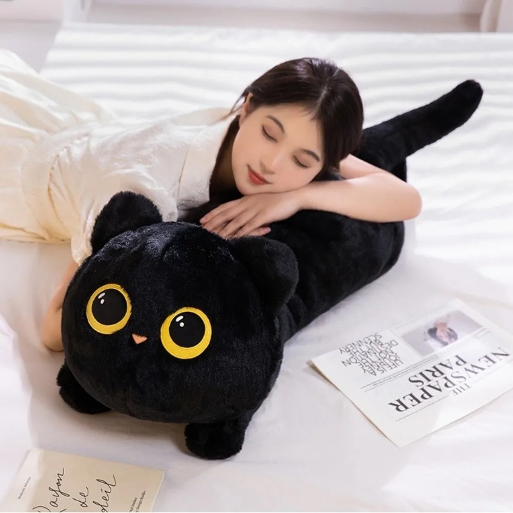 Nouveau 50 cm de Long chat couché grand dessin animé chat noir jouet poupées chat doux en peluche jouet pour garçon fille cadeaux d'anniversaire plantes en peluche et en peluche