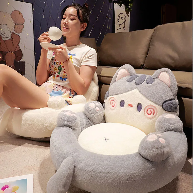 New Lovely Flip Belly Cat Back Cushion Cartoon Home Decor for Living Room Soft Velvet Chair Cushion for Autumn and Winter