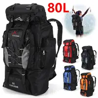 Mochila impermeable para senderismo, bolsa de viaje de gran capacidad para deportes al aire libre, montañismo, 80L