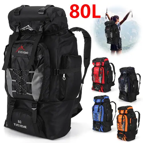 Mochila impermeable para senderismo, bolsa de viaje de gran capacidad para deportes al aire libre, montañismo, 80L